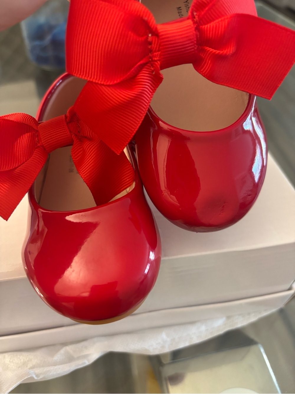 Girls Red Patent Bow Dress Shoes